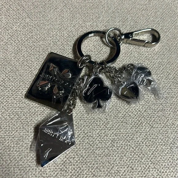 JIMMY CHOO Queen of Hearts Keychain Silver NWOT - Picture 2 of 7